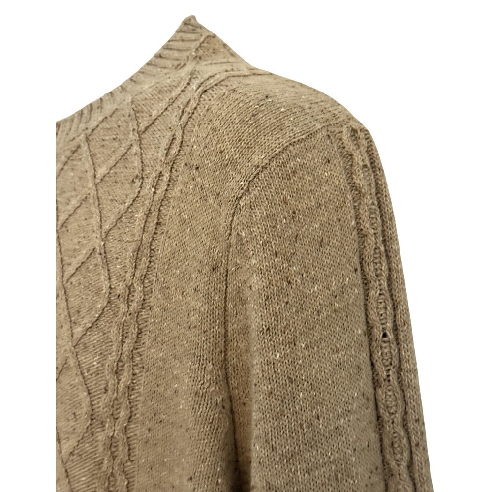 Cortefiel Mens Sweater‎ L Cable Oatmeal Crew neck Pullover Wool Blend SPAIN NWOT